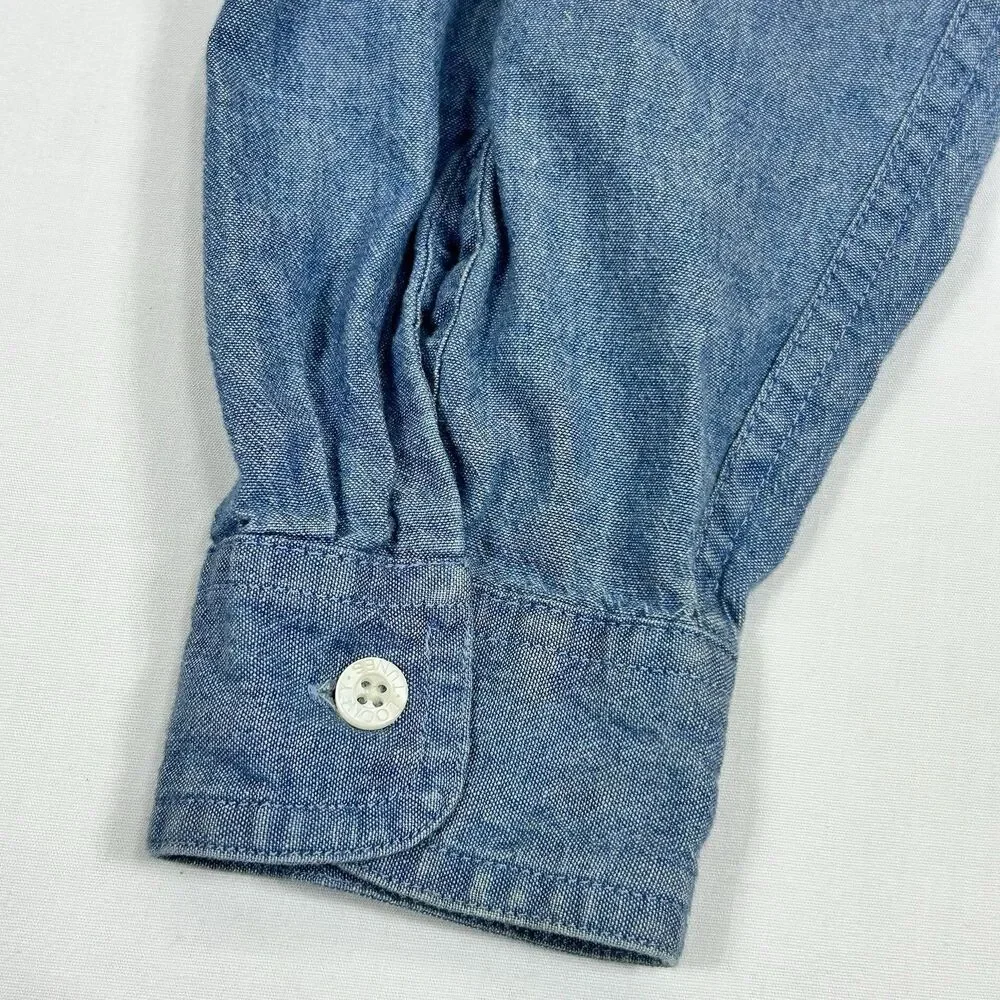 Warner Bros. Studio Store Looney Tunes Cotton Chambray Blue Shirt Embroidered - Picture 14 of 16